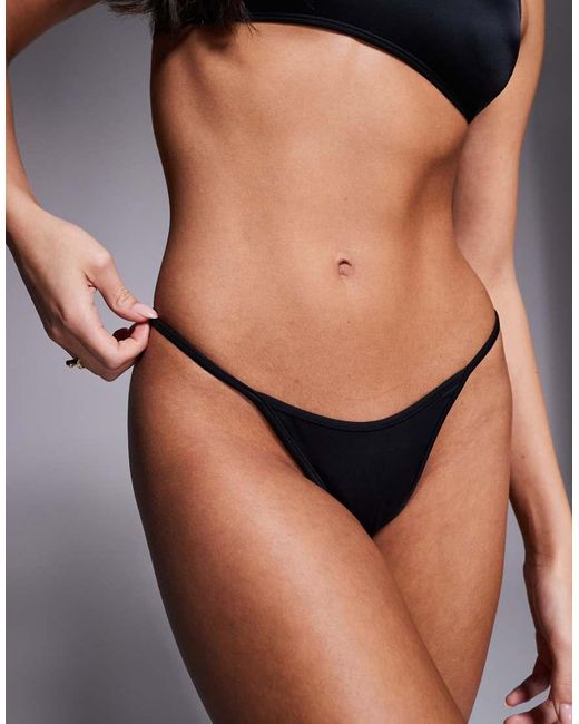 ASOS Black Maya San Andreas High Leg Skinny Tanga Bikini Bottoms
