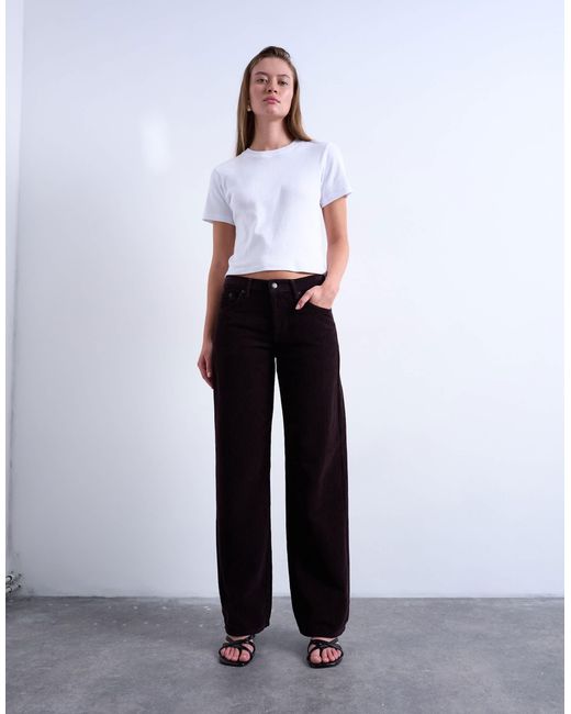 TOPSHOP Blue Ember Low Rise Cord Straight Leg Jeans