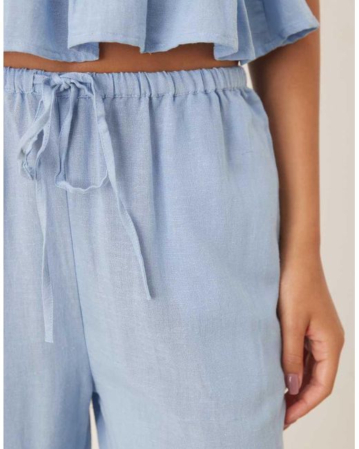 Iisla & Bird Blue Skinny Waist Band Beach Trouser Co-ord