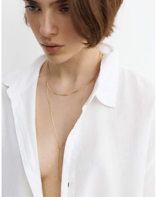 Pull&Bear White Pack Of Lariat Necklaces