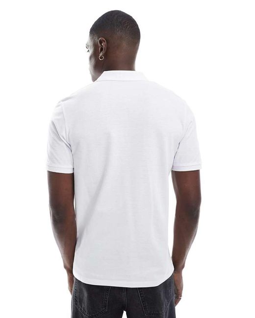 Jack & Jones White Pique Polo for men