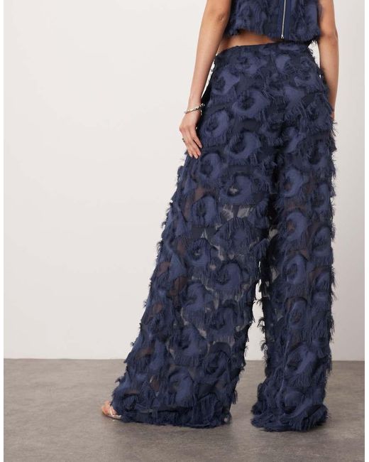 Pantalones Azules De Pernera Ancha De Tejido Texturizado De (Parte De Un Conjunto) ASOS de color Blue