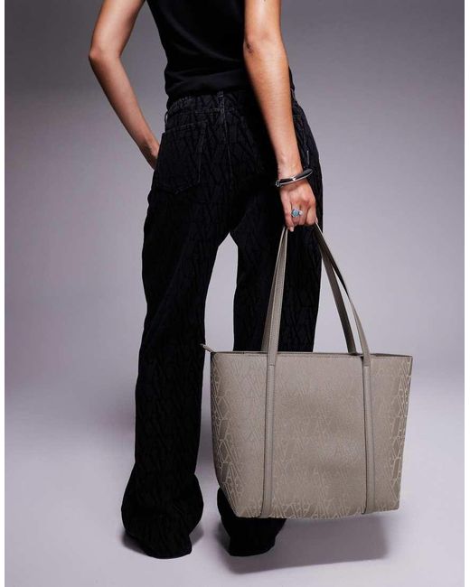 Borsa A Mano Color Cuoio Con Logo di ARMANI EXCHANGE in Gray
