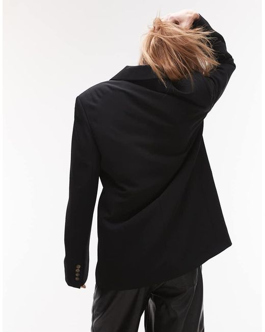 TOPSHOP Black Oversized Chuck On Blazer