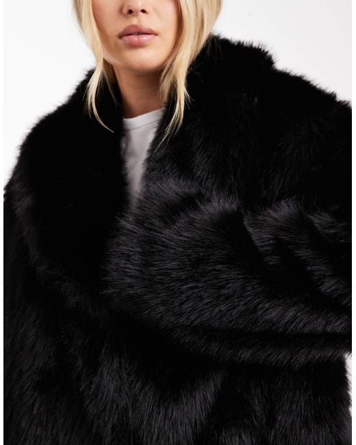 ASOS Black Asos Design Curve Shawl Collar Faux Fur Jacket