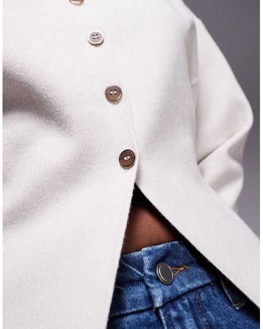 GOOD AMERICAN Blue Compact Knit Cinched Waist Ovoid Sleeve Longline Cardigan