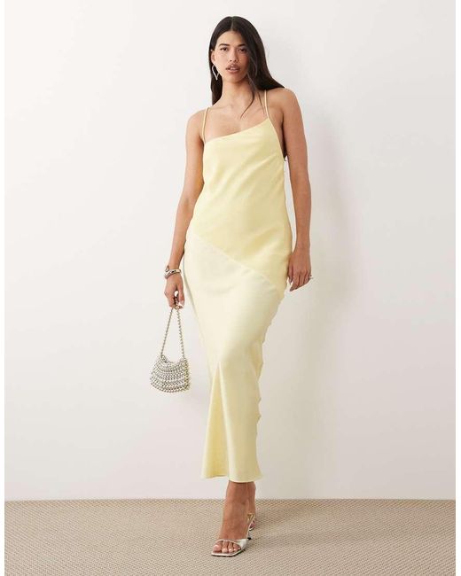 ASOS Natural Hybrid Satin Panel Cami Maxi Dress