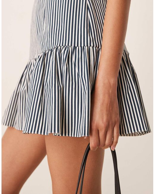 ASOS Natural – gestreiftes mini-etuikleid mit tiefer taille