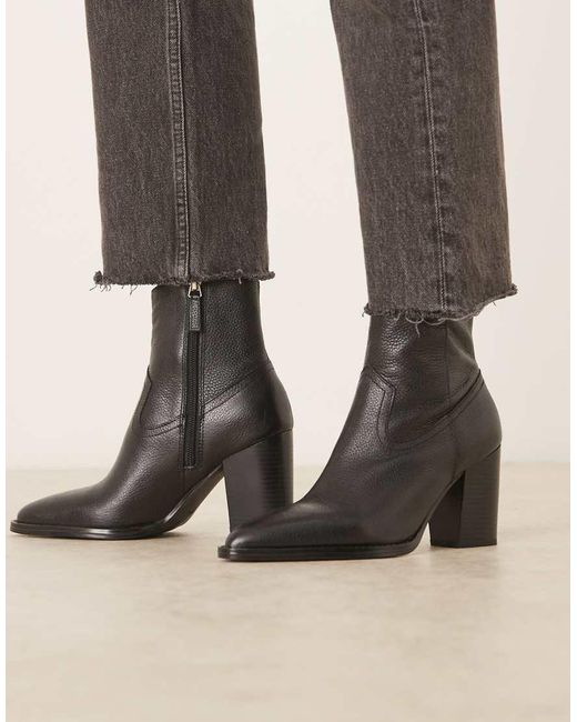Mango Black Heeled Western Ankle Boot
