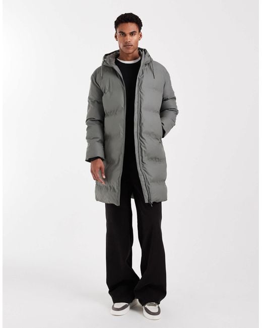 Only & Sons Gray Longline Puffer Jacket for men