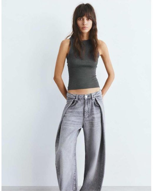 Pull&Bear White Round Neck Tank Top