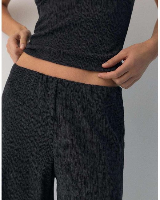 Pull&Bear Blue Crepe Straight-Leg Trousers