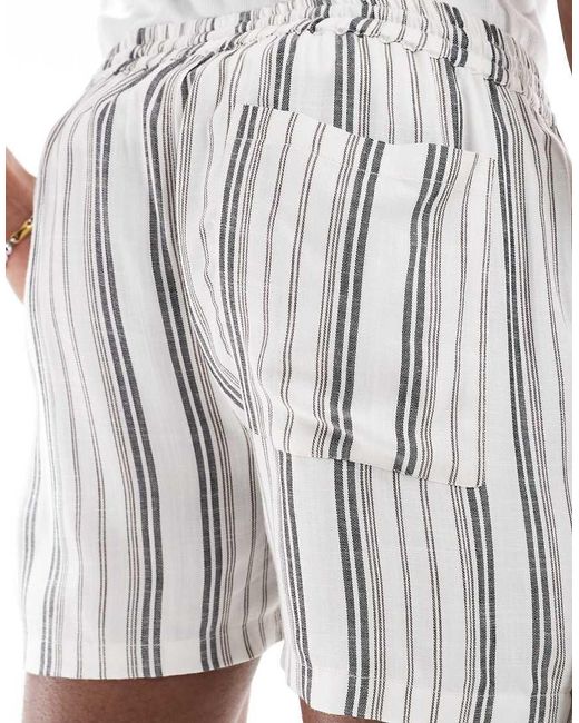 Another Influence Gestreepte Short Met Gestrikte Taille in het White voor heren