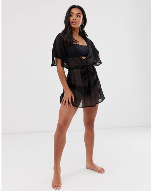 asos black beach cover up