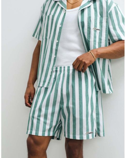 Prohibited Green Coastline Stripe Shorts for men