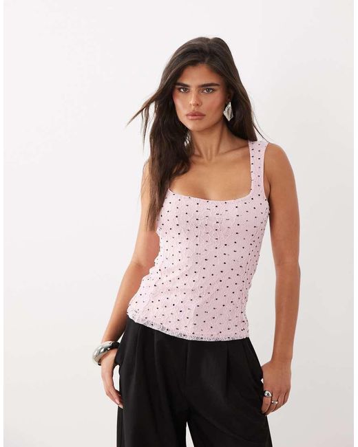 ASOS Pink Soft Square Dobby Lace Vest