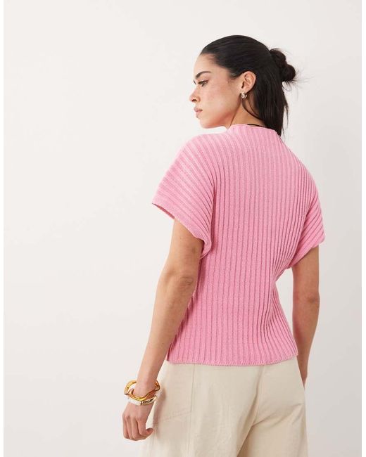 ASOS Pink Knitted Cinched Pleated Top