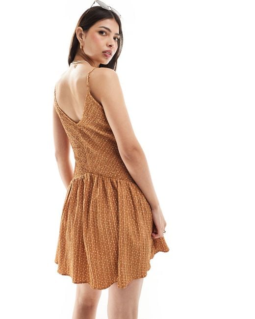 ASOS Brown Full Skirt Mini Crinkle Sundress