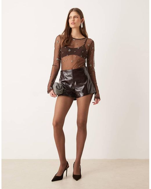 Pantaloncini Micro A Vita Alta Bordeaux di Abercrombie & Fitch in Brown