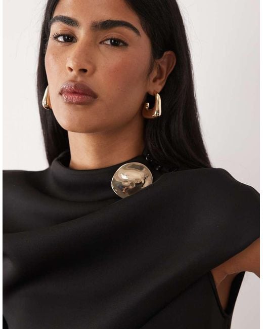 ASOS Black Long Cape Sleeve Mini Dress With Shoulder Trim
