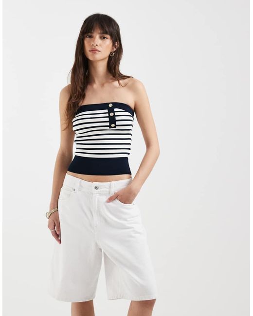 Tommy Hilfiger White Button Detail Bandeau Sweater