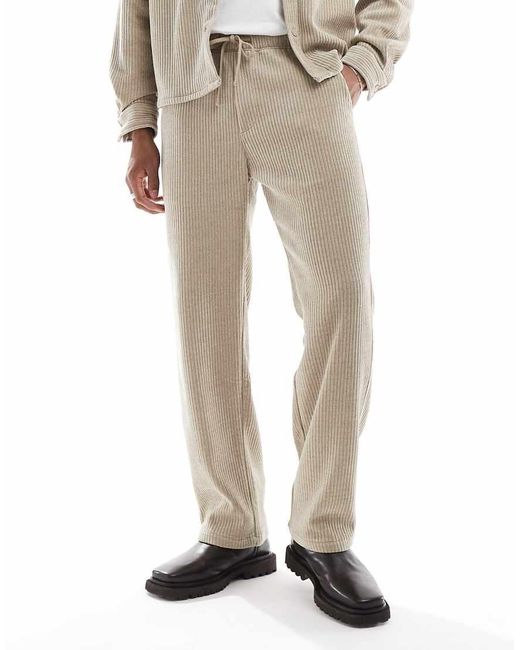 Bershka Natural Cord baggy Co-ord Trousers for men
