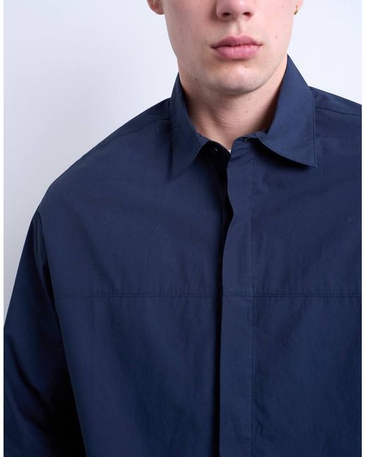 Topman Oversized Net Overhemd in het Blue voor heren