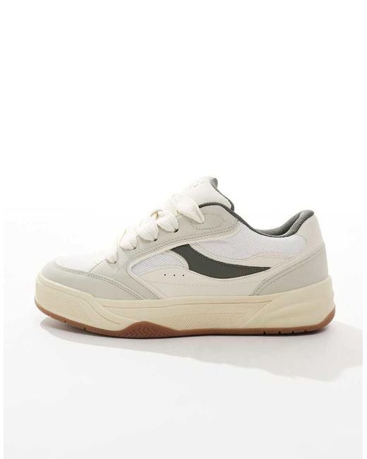 Bershka Natural Retro Sole Blocked Trainer for men