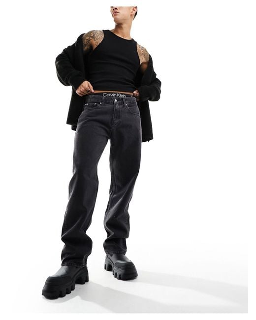 Calvin Klein – gerade geschnittene jeans im 90er-stil in Black für Herren