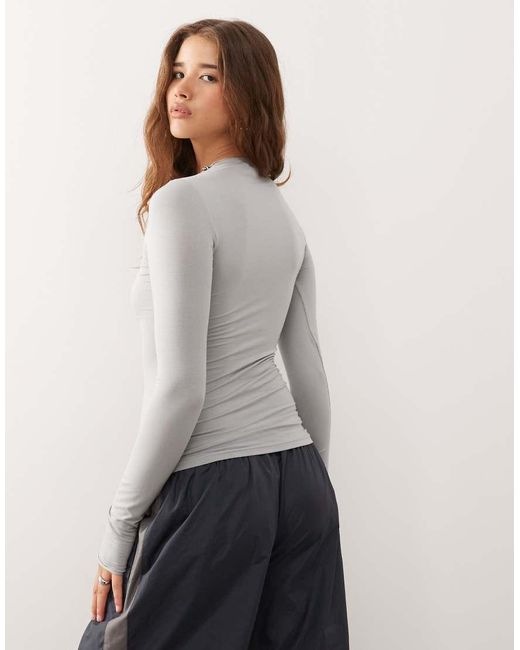 Weekday Gray Slim Fit Super Soft Long Sleeve Top