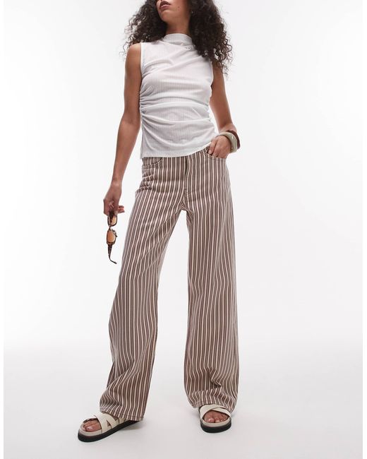 Jean droit ample à taille mi-haute - bordeaux et jaune beurre à rayures TOPSHOP en coloris Multicolor