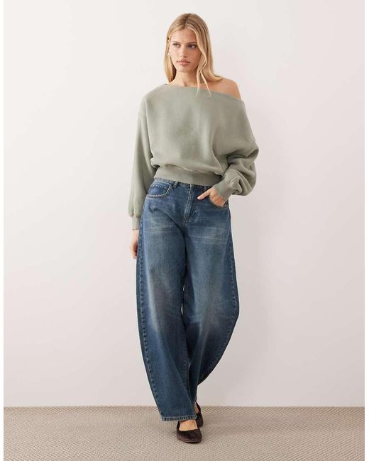 Abercrombie & Fitch Natural Mini Slash Neck Sweatshirt