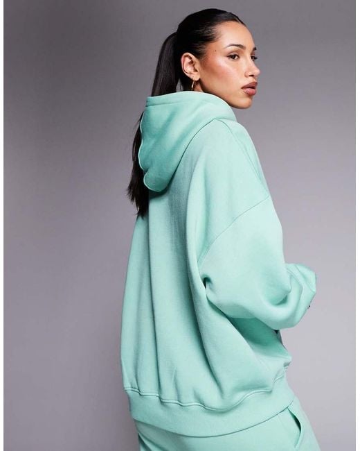 Kaiia Oversized Hoodie Van Katoenmix Met Geborduurd Zwierig Logo in het Green