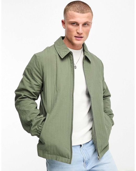 Blouson harrington oversize leger et texture kaki ASOS pour homme en coloris Vert Lyst
