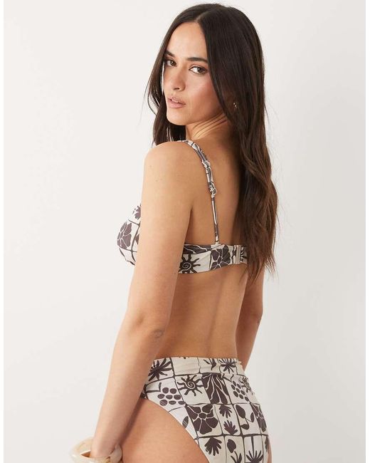 ASOS Natural Lea Azores High Leg High Waist Bikini Bottom