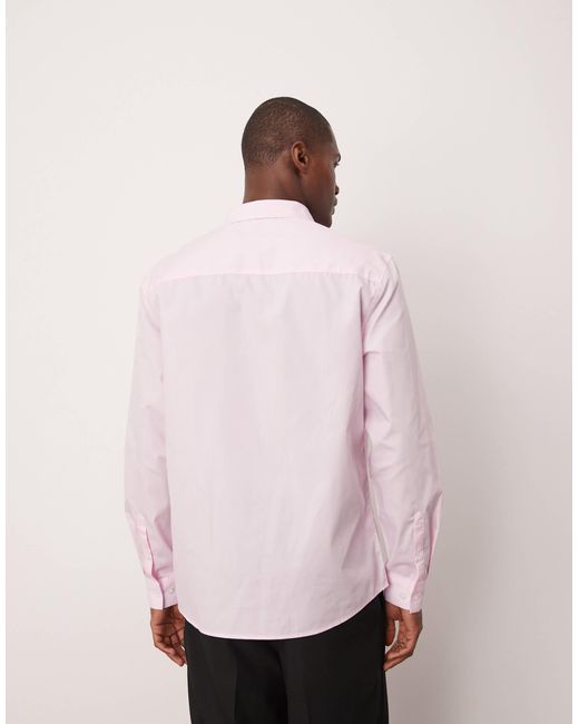 ASOS – elegantes, leicht zu bügelndes popeline-hemd in Pink für Herren