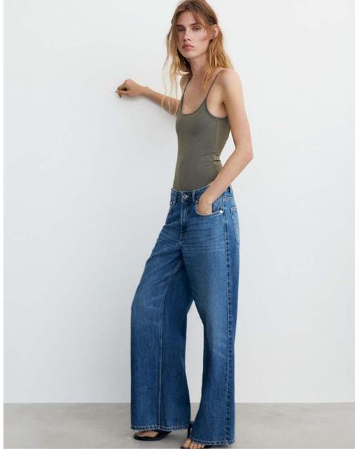 Pull&Bear Blue Polyamide Bodysuit With Thin Straps