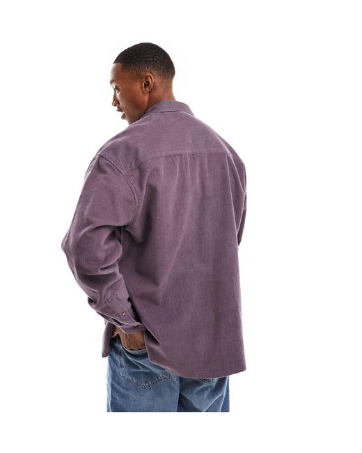 ASOS – leichtes oversize-hemd aus cord im stil der 90er in Purple für Herren