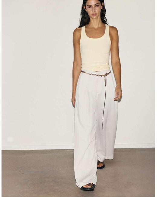 Pull&Bear Natural Elasticated Waist Smart Trousers