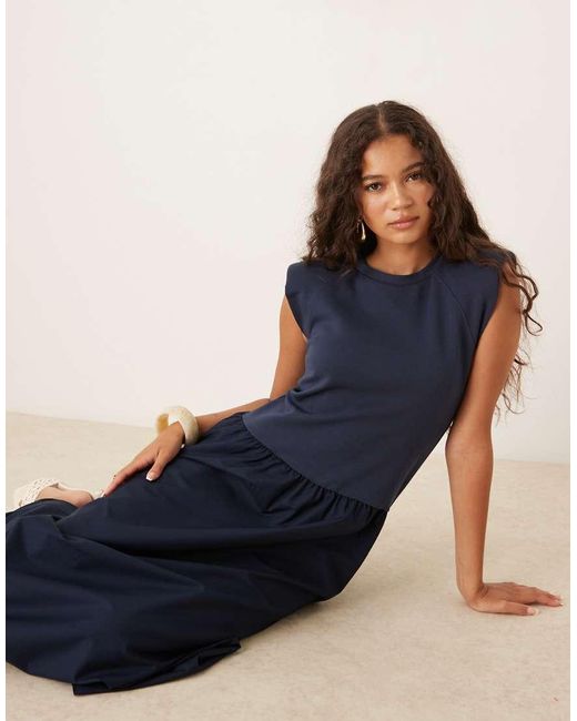 Mango Blue Sleeveless Knitted Dress