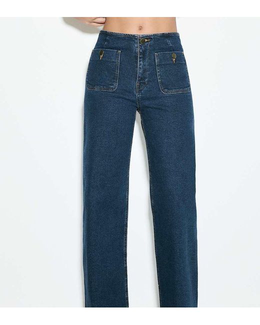Stradivarius Blue Petite D77 Minimalist Jeans With Pockets