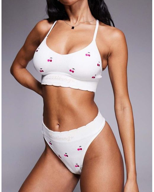 Boux Avenue Natural Cherry Embroidered Lingerie Thong
