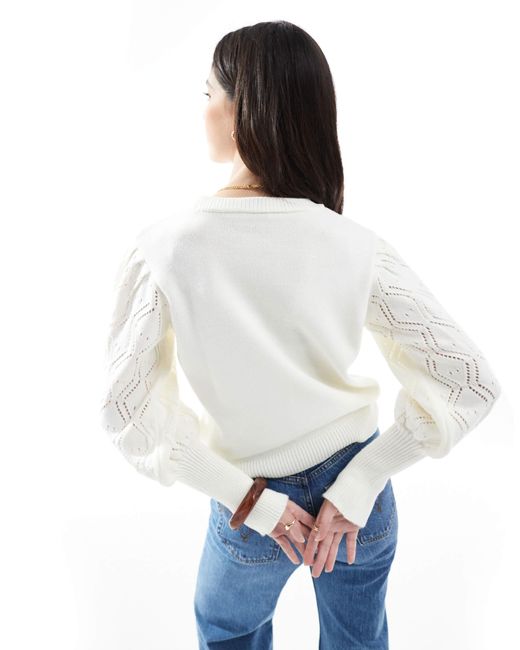Miss Selfridge White Pointelle Stich Jumper