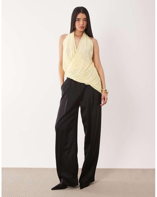 ASOS Natural Stretch Chiffon Halter Draped Top