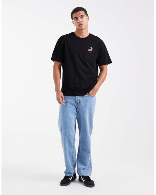 Jack & Jones Black Oversized T-shirt With Borough Market Print for men