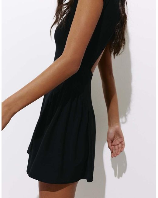 Pull&Bear Black Short Gathered Dress