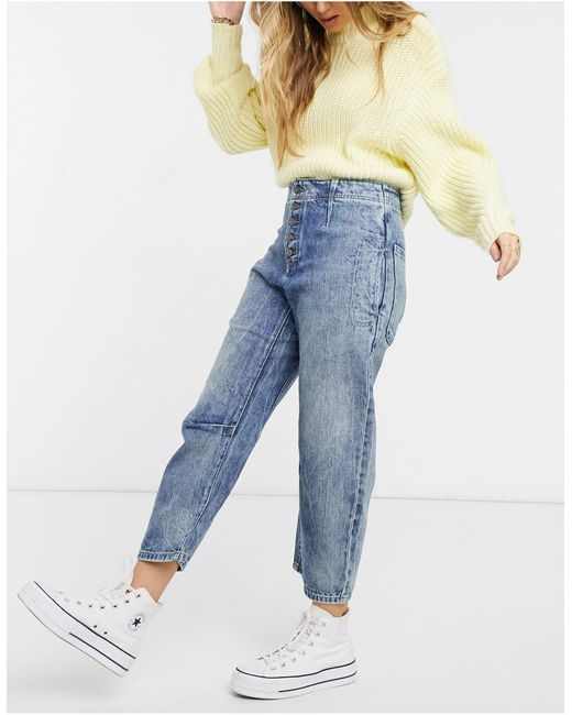 Free People Blue Osaka Relaxed Straight Leg Jeans