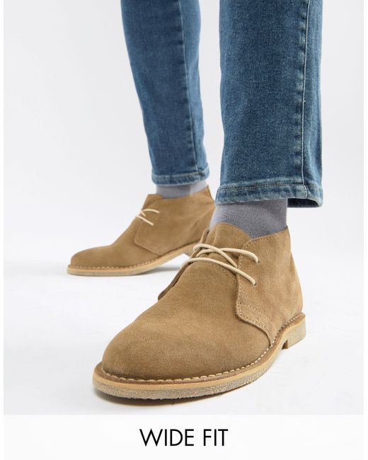 ASOS Multicolor Wide Fit Desert Chukka Boots for men