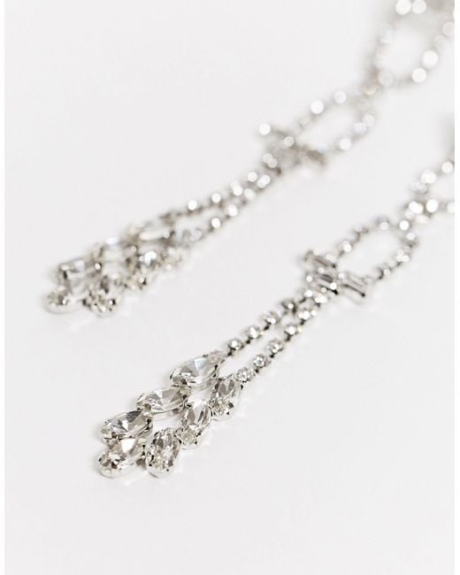 True Decadence Crystal Statement Drop Earrings in Silver (Metallic) - Lyst