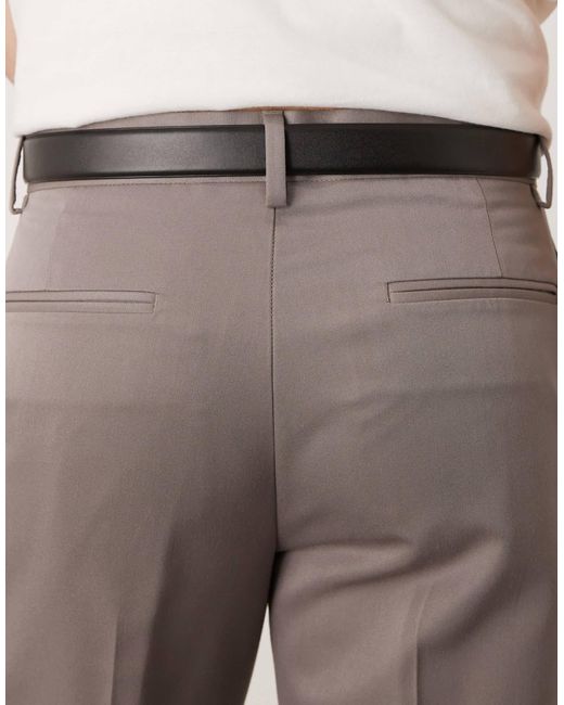Mango – klassischer ledergürtel in Gray für Herren